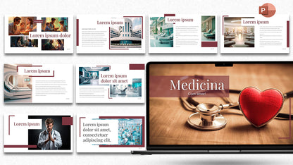 Mockup de slide PowerPoint GrandePPT — visualização do template aberto no computador