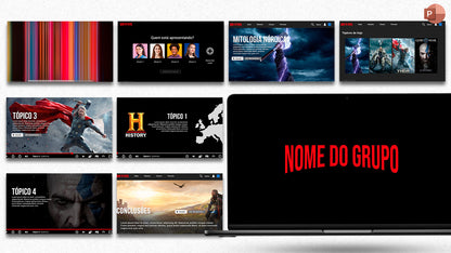 Template PowerPoint estilo Netflix — slides modernos para apresentação acadêmica ou corporativa